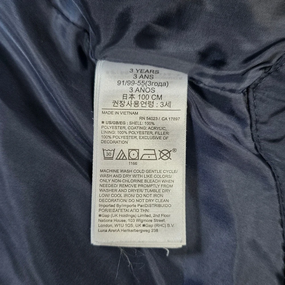 Baby Gap Cold Control Puffer Vest  Boy's Size 3‎ Years Navy Blue Water Resistant